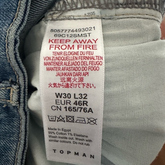BNWT Topman Slim Fit Distressed Denim Men’s Jeans W30 L32 - Picture 3 of 8